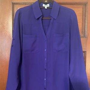 Express Purple/Plum Portofino button down blouse - Size L
